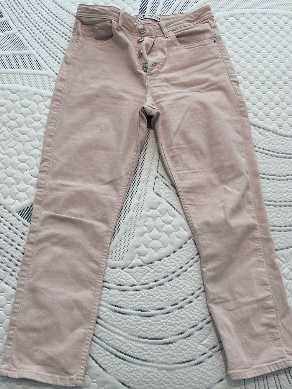 Zara Blush Pink High-Rise Button-Fly Jeans